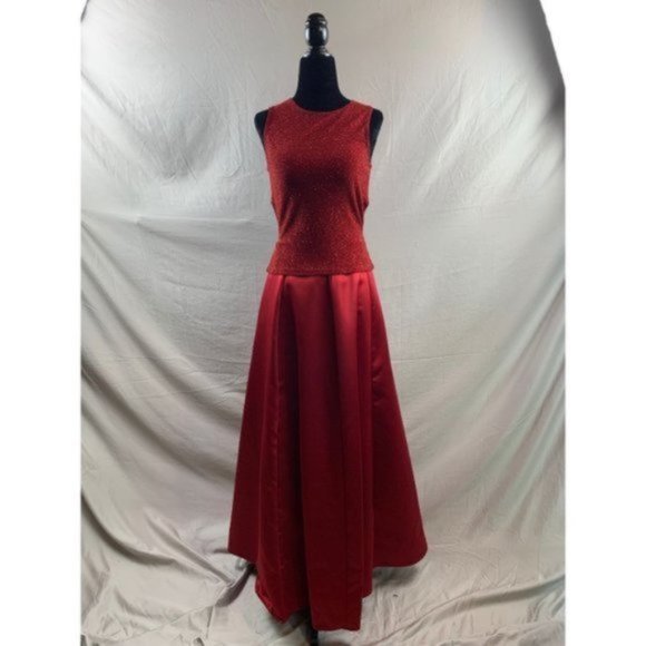 Laura Ashley Dresses & Skirts - Burgundy  Evening Satin Skirt And Open Tie Back Glitter Top